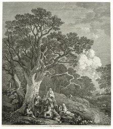 Wooded Landscape with Gypsies Gathered Round a Fire, 1753/54. Creator: Thomas Gainsborough.