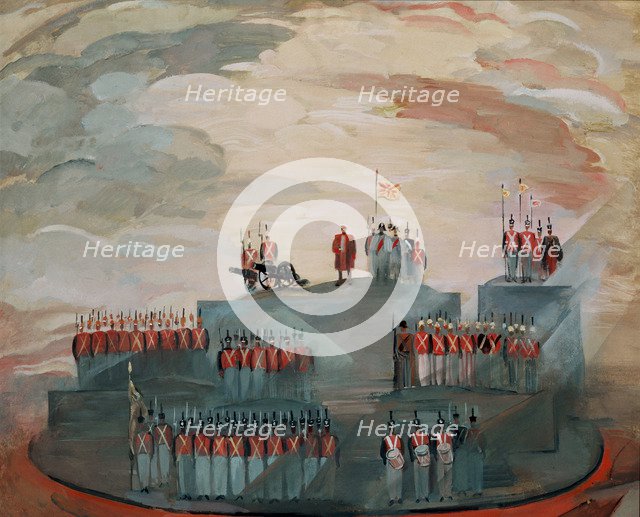 Stage design for the opera War and Peace by S. Prokofiev, 1981. Artist: Zolotaryev, Nikolai Nikolayevich (1915-?)