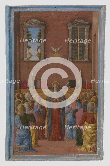 Pentecost: Miniature from a Devotional or Liturgical Manuscript, about 1460-1470.  Creator: Girolamo da Cremona.