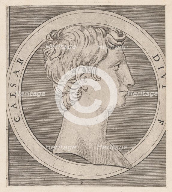 Speculum Romanae Magnificentiae: Octavian (Augustus), from The Twelve Caesars, ca..., ca. 1500-1534. Creator: Marcantonio Raimondi.
