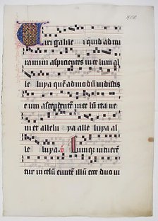 Manuscript Leaf with Initial V, from a Gradual, German, second quarter 15th century. Creator: Unknown.