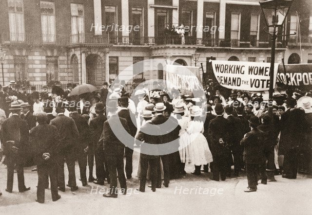 Spectators gather on Portland Place to watch the Women's Sunday procession, London, 21 June 1908. Artist: Unknown