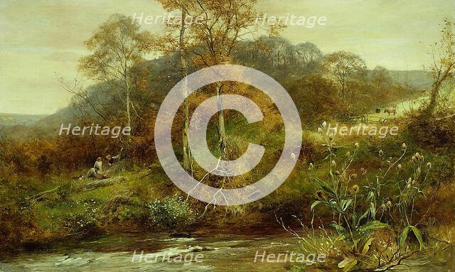 Autumn River Scene, The Brook, 1889. Creator: David Bates.