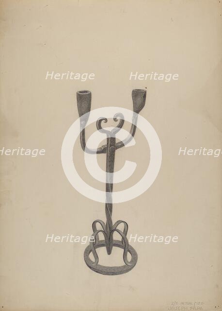Iron Candlestick, c. 1938. Creator: Joseph Papa.