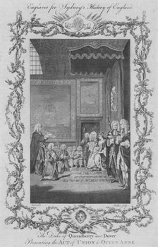 The Duke of Queensberry and Dover presenting the Act of Union to Queen Anne', 1773. Creator: William Walker.