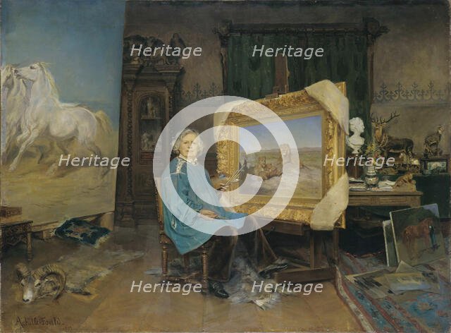 Rosa Bonheur in her studio, 1893. Creator: Achille-Fould, Georges (1868-1951).