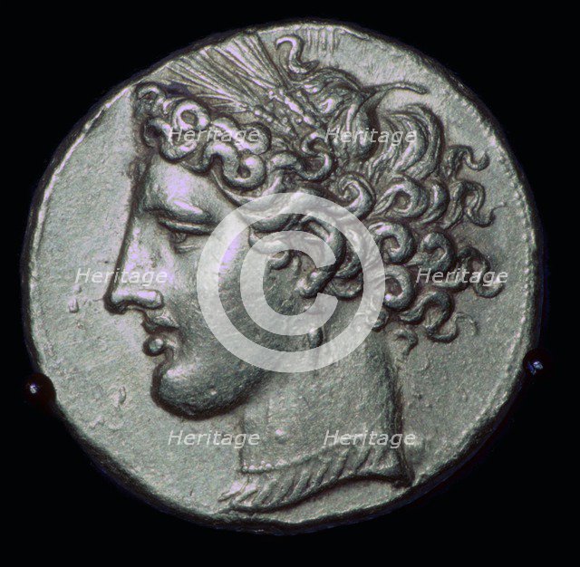 Gold tetradrachm with head of Tanit, 3rd century BC.