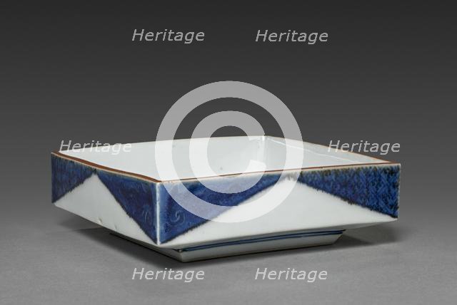 Square Dish with Rock and Tree Design: Arita Ware, 1700s. Creator: Unknown.