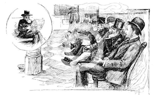 America Revisited by our Special Artist: after-dinner lounge at Willard’s Hotel, Washington, 1890. Creator: Unknown.