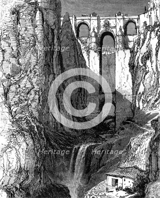 Puente Nuevo, Ronda, Spain, 19th century.  Artist: Harry Fenn