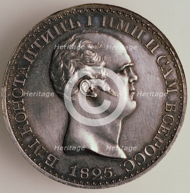 The Rubel of Constantine (Averse: Portrait of Constantine), 1825. Artist: Numismatic, Russian coins  