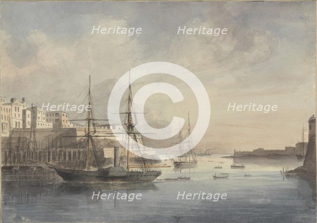 View at Malta, ca. 1849. Artist: Dyce, Charles Andrew (1816-1853)