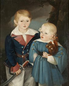Portrait of August and Jan Sachark, c1835. Creator: Franciszek Charugiewicz.
