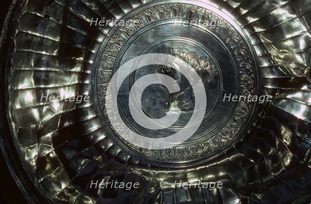 Detail of a fluted silver dish from the Sutton Hoo ship burial, Suffolk, early 7th century. Artist: Unknown