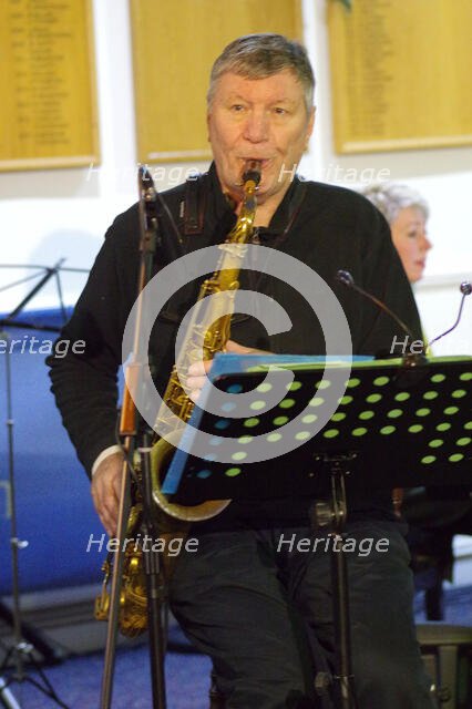 Stan Sulzmann, Stan Sulzmann’s Neon Orchestra, Watermill Jazz Club, Dorking, Surrey, Nov 2023. Creator: Brian O'Connor.
