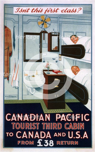 Canadian Pacific Tourist Third Cabin, 1925. Artist: Ritchie, Alick (1868-1938)
