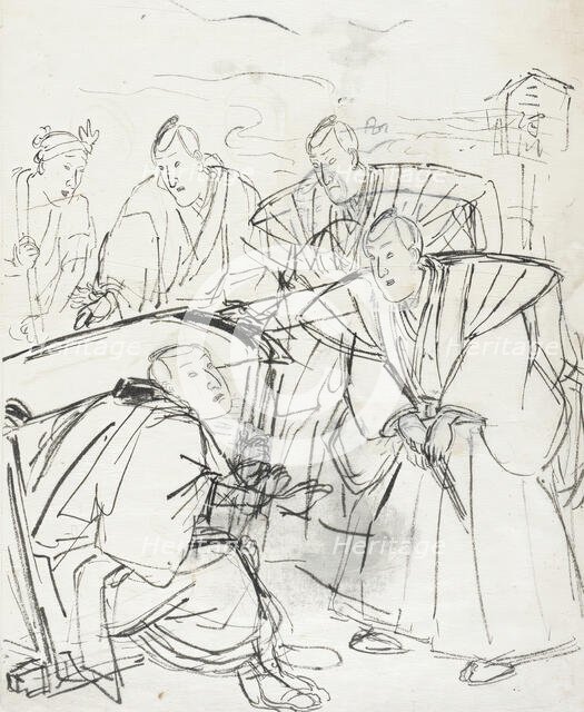 Sketch of a Scene from a Kabuki Play, 19th century. Creator: Utagawa Kuniyoshi.