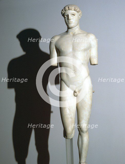 Greek statue known as the Kritios Boy, 5th century BC. Artist: Unknown