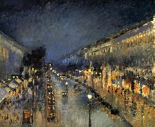 'The Boulevard Montmartre at Night', 1897. Artist: Camille Pissarro