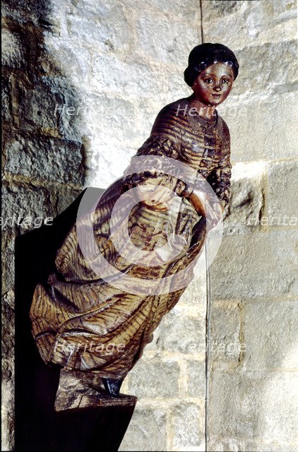 Figurehead of the frigate 'Bella Aurora', polychromed sculpture of a woman.