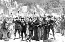 Torch procession at Wittenberg...anniversary of Luther's...theses on the church door in 1517, (1883) Creator: Unknown.