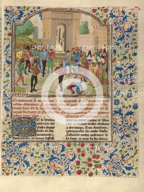 The Competition in Sittacene and the Placating of Sisigambis, about 1470-1475. Creator: Master of the Jardin de vertueuse consolation.