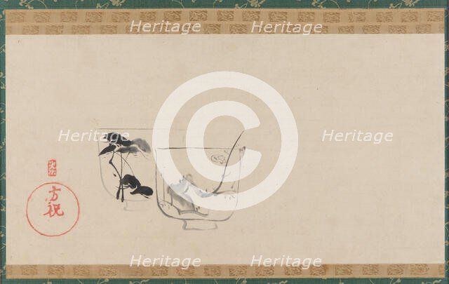 Two cups decorated respectively with pine and plum, Edo period, probably 19th century. Creator: Unknown.