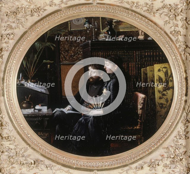 Portrait d'Alphonse Daudet (1840-1897) et son épouse (née Julie Allard, 1844-1940), dans..., 1883. Creator: Louis Montegut.