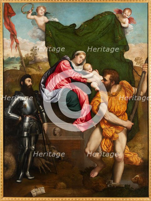 Madonna and Child with Saints George and Christopher, 1526-1527. Creator: Bordone, Paris (1500-1571).