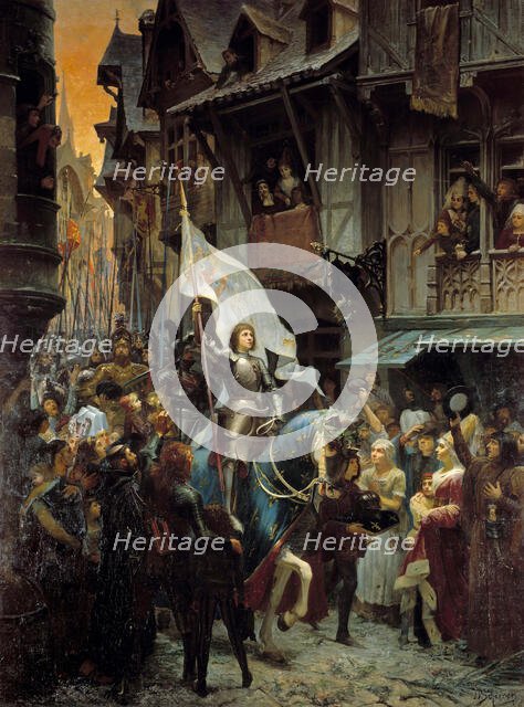 Joan of Arc, victorious over the English, returns to Orleans and is acclaimed by the population,1887 Creator: Scherrer, Jean-Jacques (1855-1916).