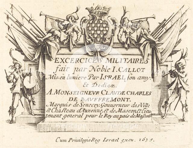Title Page for "The Military Exercises", 1634/1635. Creator: Jacques Callot.