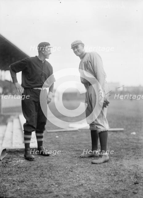 Christy Mathewson And Walter Johnson, New York Nl (Black) And Washington Al (Baseball), 1912. Creator: Harris & Ewing.