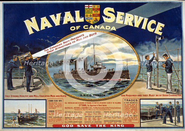 WWI Recruitment Poster for the Naval Service of Canada, 1915.