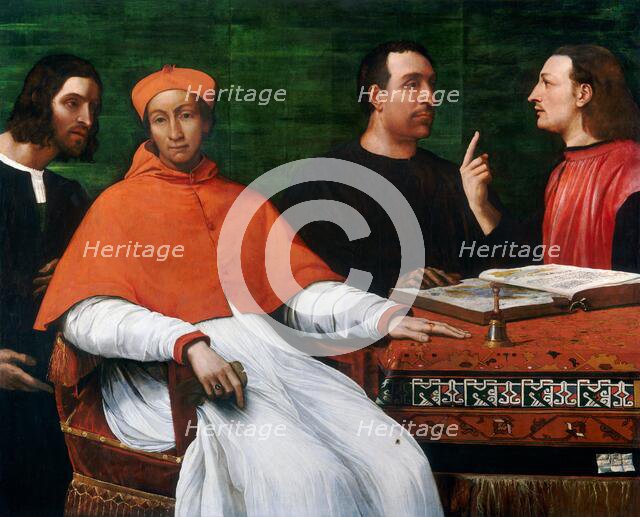 Cardinal Bandinello Sauli, His Secretary, and Two Geographers, 1516. Creator: Sebastiano del Piombo.