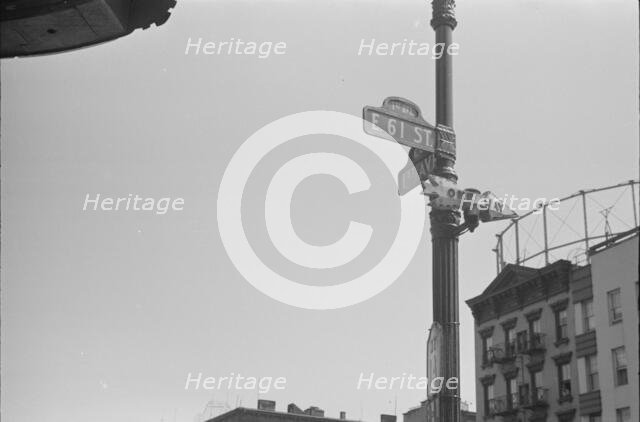 Street sign, 61st Street between 1st and 3rd Avenues, New York, 1938. Creator: Walker Evans.
