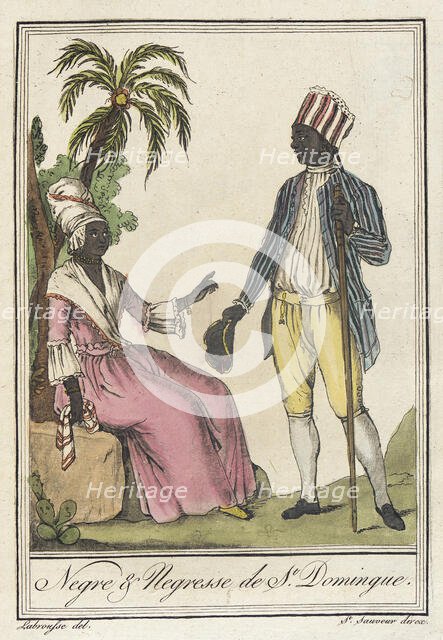 Costumes de Différents Pays, 'Negre & Negresse de St. Domingue', c1797. Creators: Jacques Grasset de Saint-Sauveur, LF Labrousse.