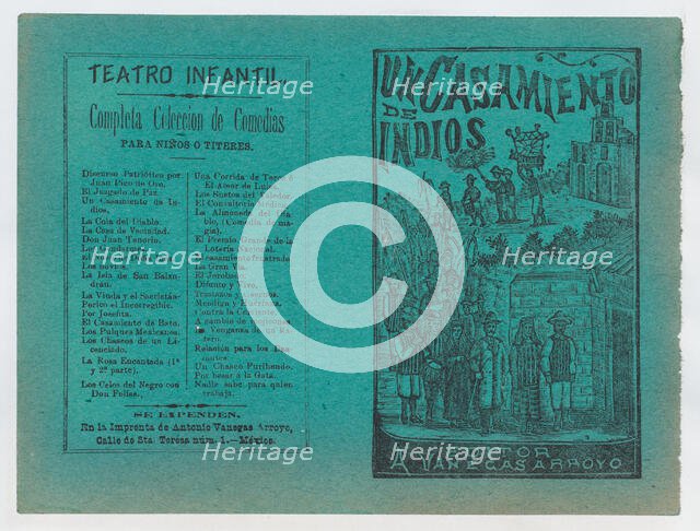 Cover for 'Un Casamiento de Indios', a wedding procession following a bride and g..., ca. 1890-1910. Creator: José Guadalupe Posada.