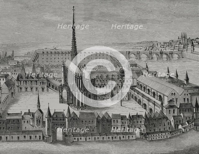 The Palais and the Sainte-Chapelle in the 16th century, Paris, France, 1878.  Creator: Unknown.