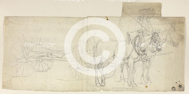 Two Horse Team with Driver, Pulling Carriage (recto), n.d. Creator: David Teniers II.