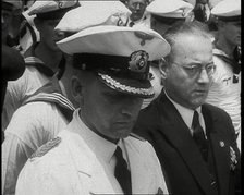 Captain Hans Langdorff of the German Battleship the Graf Spee at tending a Funeral of..., 1939. Creator: British Pathe Ltd.