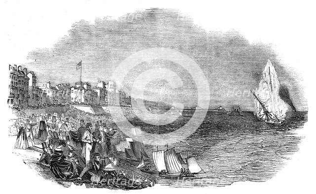 Explosion of a brig, by Captain Warner, off Brighton, 1844. Creator: Unknown.