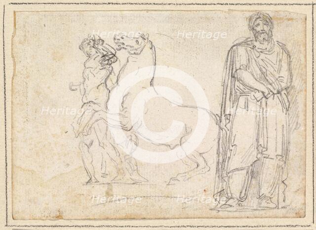 One of the "Dioscuri" and a Barbarian Prisoner, 1754/1765. Creator: Hubert Robert.