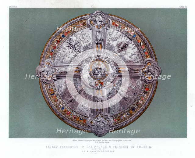 'Shield Presented to the Prince and Princess of Prussia'. 19th century. Artist: John Burley Waring