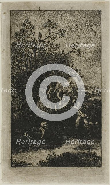 Hunters Surprised by Death, 1857. Creator: Rodolphe Bresdin.