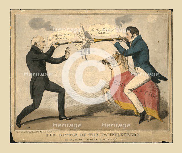'The Battle of the Pamphleteers. Or Newark versus Newcastle', 1829. Creator: John Doyle.