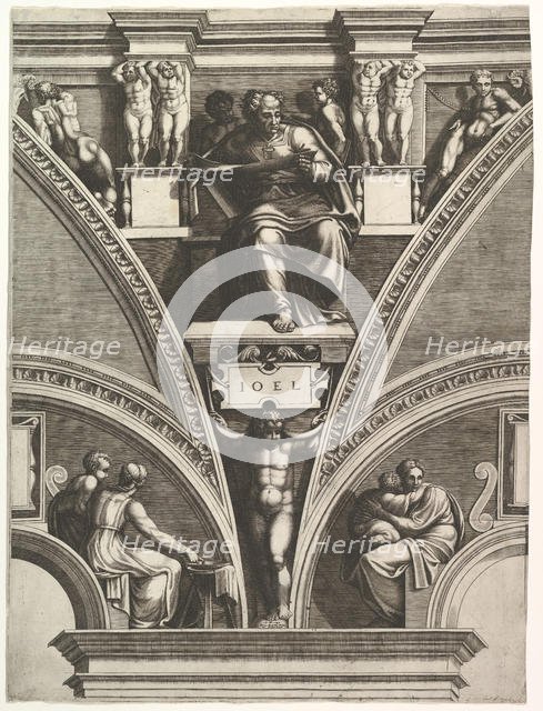 The Prophet Joel; from the series of Prophets and Sibyls in the Sistine Chapel, 1570-75. Creator: Giorgio Ghisi.