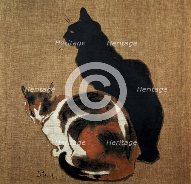'Two Cats', 1894.  Artist: Theophile Alexandre Steinlen