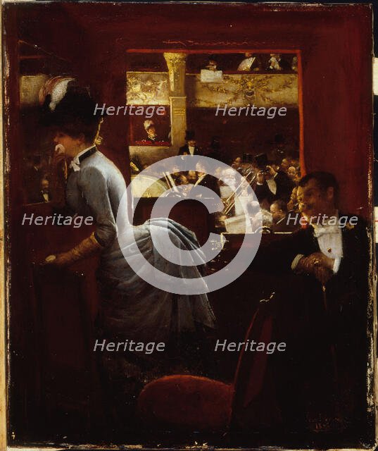 The ground floor box, at the Theatre des Varieties, 1883. Creator: Jean Beraud.