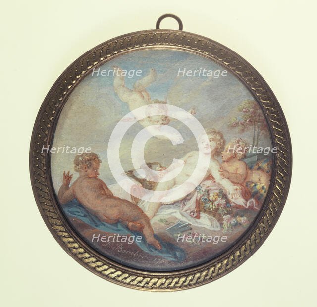 Cherub gardeners, c1850. Creator: Ecole Francaise.