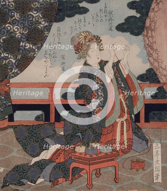 Making a Wish to Meet a Good Mate during the Tanabata Festival, circa 1820-1830 Creator: Gakutei.